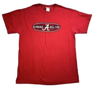 VTG Mens Alabama Roll Tide Crimson Graphic T Shirt NCAA Football Red Size Medium